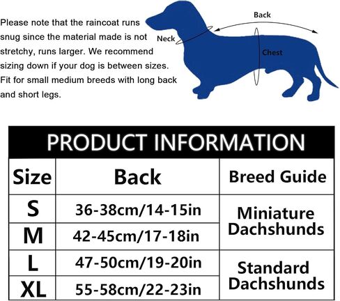 معطف واق من المطر من Geyecete Dachshund، معطف واق من المطر Dachshund مصغر مقاوم للماء وقابل للتعديل معطف واق من المطر Dachshund مع رقبة عالية مع فتحة للحزام من أجل Dachshund-Red-XL in Kuwait