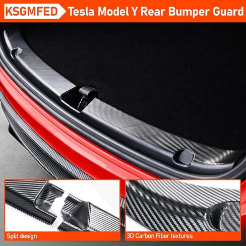 KSGMFED 6 قطع من واقيات حافة الباب وواقيات مصد خلفي متوافقة مع ملحقات 2023 2022 2021 Tesla Model Y، مجموعة كاملة من الملحقات الداخلية لحافة صندوق السيارة الخلفي وعتبة الباب (ألياف الكربون ثلاثية الأبعاد) in Saudi Arabia