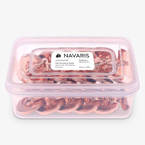 Navaris Magnetic Metal Clips - 15 Pcs Pack of Refrigerator, Whiteboard Magnet Clip Holders for Pictures, Photos, Calendars, Notes, Memos - Rose Gold in Saudi Arabia
