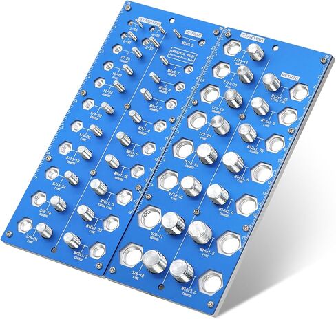 Aogbra 28 Nut and Bolt Thread Checker, Inch and Metric Thread Checker, Bolt Size and Thread Gauge, Bolt and Nut Identifier Gauge, Bolt Gauge (14 Inch and 14 Metric) in Kuwait