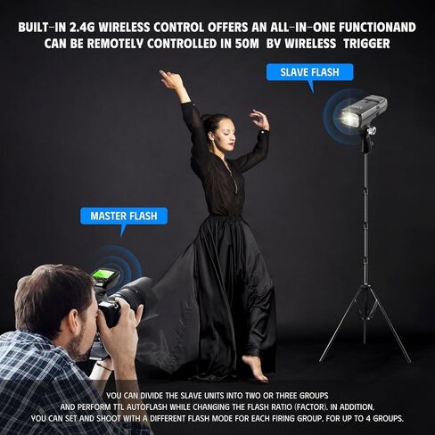 GVM 200W TTL Flash Speedlite متوافق مع فلاش الكاميرا، 1/8000 ثانية مزامنة عالية السرعة، 500 ومضة طاقة كاملة، إعادة التدوير في 0.01-2.1 ثانية in Kuwait