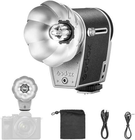 فلاش كاميرا GODOX Lux Cadet Retro، بطارية مدمجة GN10 مع طاقة فلاش 7 مستويات، 6200K±300K مع تحكم بصري S1/S2، طول بؤري 28 مم، لكاميرا Sony/Fuji/Canon/Nikon/Olympus in Saudi Arabia