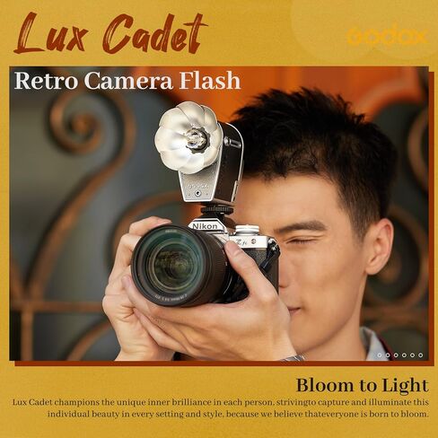 فلاش كاميرا GODOX Lux Cadet Retro، بطارية مدمجة GN10 مع طاقة فلاش 7 مستويات، 6200K±300K مع تحكم بصري S1/S2، طول بؤري 28 مم، لكاميرا Sony/Fuji/Canon/Nikon/Olympus in Saudi Arabia