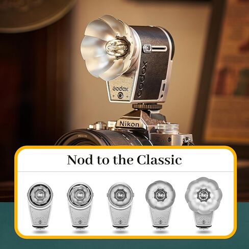 فلاش كاميرا GODOX Lux Cadet Retro، بطارية مدمجة GN10 مع طاقة فلاش 7 مستويات، 6200K±300K مع تحكم بصري S1/S2، طول بؤري 28 مم، لكاميرا Sony/Fuji/Canon/Nikon/Olympus in Saudi Arabia