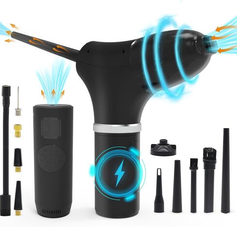 Fisca Electric Compressed Air Duster and Air Pump & Vacuum 3 in 1, 145PSI Portable Air Pump for Car Tires, Rechargeable 50000RPM Cordless No Canned Air Duster Air Blower for Computer/PC/Keyboard in Kuwait