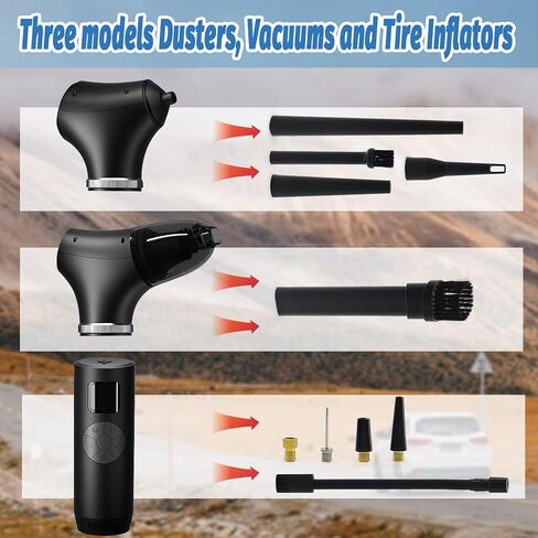 Fisca Electric Compressed Air Duster and Air Pump & Vacuum 3 in 1, 145PSI Portable Air Pump for Car Tires, Rechargeable 50000RPM Cordless No Canned Air Duster Air Blower for Computer/PC/Keyboard in Kuwait