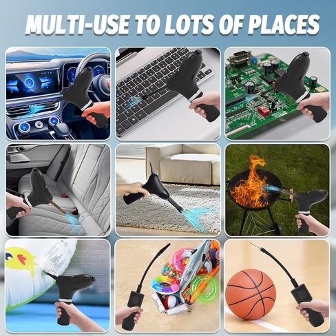 Fisca Electric Compressed Air Duster and Air Pump & Vacuum 3 in 1, 145PSI Portable Air Pump for Car Tires, Rechargeable 50000RPM Cordless No Canned Air Duster Air Blower for Computer/PC/Keyboard in Kuwait