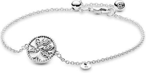 PANDORA Jewelry Sparkling Family Tree Slider Bracelet - Compatible with PANDORA Moments Charms - Sterling Silver Bracelet with Cubic Zirconia - Mother's Day Gift with Gift Box in Saudi Arabia