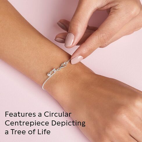 PANDORA Jewelry Sparkling Family Tree Slider Bracelet - Compatible with PANDORA Moments Charms - Sterling Silver Bracelet with Cubic Zirconia - Mother's Day Gift with Gift Box in Saudi Arabia