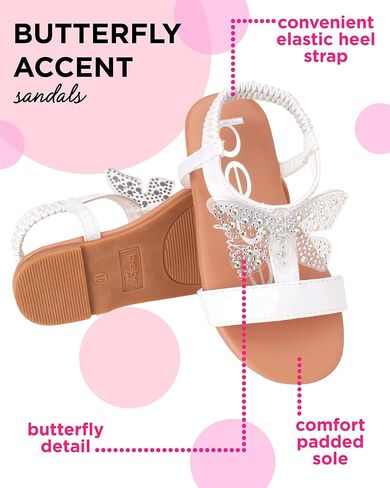 bebe Girls' Sandals - Thong Sandal Flats with Butterfly Accent - Summer Open Toe Dress Shoes for Girls (Toddler/Girl) in Saudi Arabia