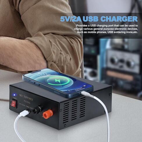 13.8V 30a Ham Radio Power Supply-Compact Regulated Bench Power Supply Home Lab Benchtop AC-to-DC Converter,Cooling Fan,5V/2A USB Interface,Powering Ham Radio,Amplifiers,Sky TOPPOWER-PS1330A in Saudi Arabia