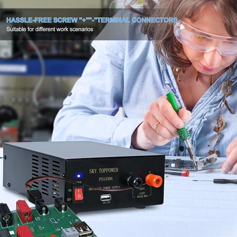 13.8V 30a Ham Radio Power Supply-Compact Regulated Bench Power Supply Home Lab Benchtop AC-to-DC Converter,Cooling Fan,5V/2A USB Interface,Powering Ham Radio,Amplifiers,Sky TOPPOWER-PS1330A in Saudi Arabia