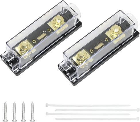 Tiooka ANL فيوز حامل 2 حزمة AWG مضمنة فيوز حامل كتلة عدة مع 150A الصمامات 0/2/4/8 قياس حامل فيوز مقاوم للماء in Kuwait