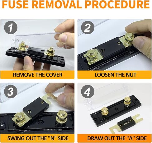 Tiooka ANL فيوز حامل 2 حزمة AWG مضمنة فيوز حامل كتلة عدة مع 150A الصمامات 0/2/4/8 قياس حامل فيوز مقاوم للماء in Kuwait