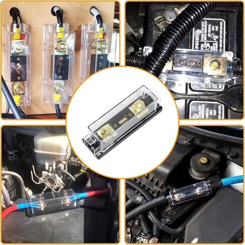 Tiooka ANL فيوز حامل 2 حزمة AWG مضمنة فيوز حامل كتلة عدة مع 150A الصمامات 0/2/4/8 قياس حامل فيوز مقاوم للماء in Kuwait