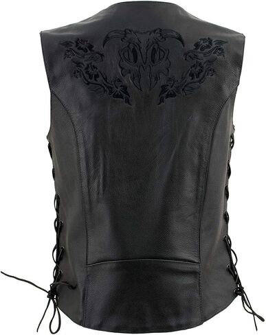 Xelement XS24004 Women's ‘Gemma’ Black Motorcycle Rider Leather Vest with Side Laces - Large in Saudi Arabia
