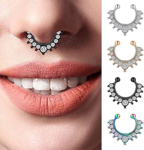MDFUN وهمية الحاجز الأنف خواتم هوب الفولاذ المقاوم للصدأ فو الشفاه الأذن الأنف حلقة غير ثقب كليب على الأنف خواتم الحاجز مجوهرات للنساء الرجال 20PCS هدايا عيد الحب المجوهرات in Kuwait