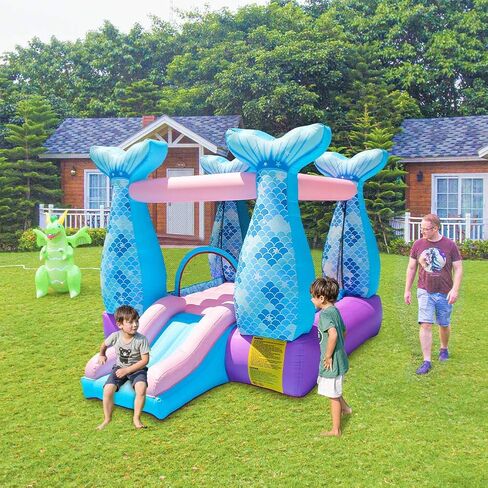 Doctor Dolphin Bounce House Inflatable Mermaid Bouncy Castle House with Air Blower for Kids Party in Kuwait
