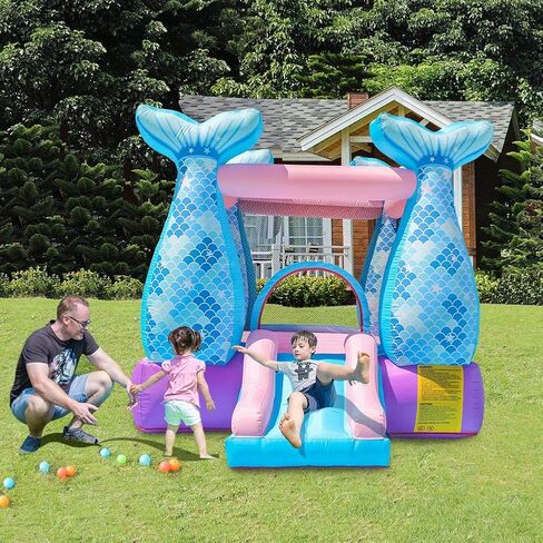 Doctor Dolphin Bounce House Inflatable Mermaid Bouncy Castle House with Air Blower for Kids Party in Kuwait