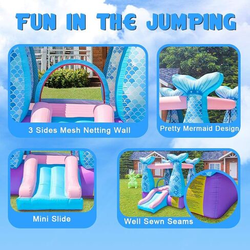 Doctor Dolphin Bounce House Inflatable Mermaid Bouncy Castle House with Air Blower for Kids Party in Kuwait