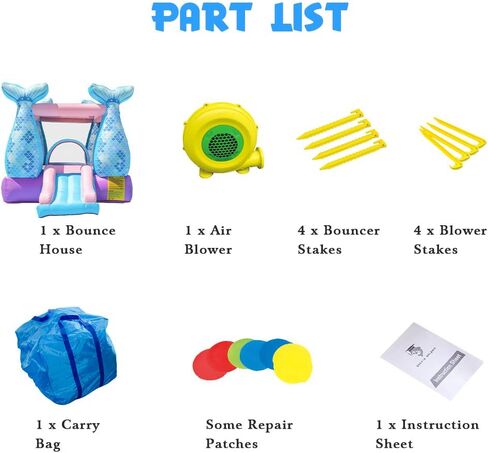 Doctor Dolphin Bounce House Inflatable Mermaid Bouncy Castle House with Air Blower for Kids Party in Kuwait