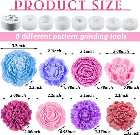 Jingmore 8 Pcs Flower Silicone Molds Resin Candle Mold Set 3D Bloom Rose Peony Flower Mold 3D Candle Soap Mould for Soap Candle Making Kit Craft Handmade Gift Supplies in Saudi Arabia