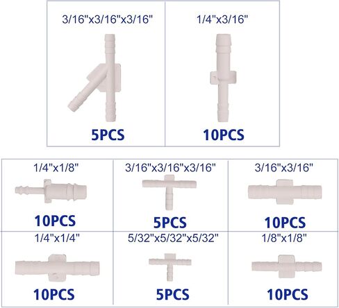 Vacuum Connector Automotive Assortment Kit, 65 PCS Vacuum Tube Hose Tee Connector Kit, Nylon, White in Saudi Arabia