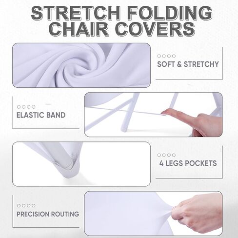 Breling 64 Pcs 32 Sets Folding Chair Cover and Chair Sashes Set Spandex Stretch Chair Slipcovers Elastic Chair Ties Chair Bands Bows with Buckle Slider for Wedding Banquet Party (Black,Silver) in Saudi Arabia