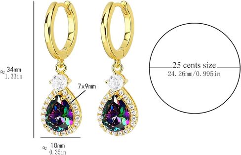 925 Sterling Silver Teardrop Earrings 18k Gold Plated Hoop Dangle Earrings 5A Cubic Zirconia Eardrop For Women And Girls Birthday Gift Jewelry Gifts Wedding Earrings in Saudi Arabia