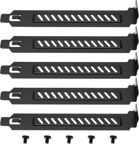 Micro Traders 5pcs Alloy Steel PCI Slot Cover Bracket Full Profile Expansion Slot Cover Plate Black with Screws for PC Case Airflow and Dustproof, 120x20x12mm in Saudi Arabia