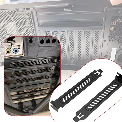 Micro Traders 5pcs Alloy Steel PCI Slot Cover Bracket Full Profile Expansion Slot Cover Plate Black with Screws for PC Case Airflow and Dustproof, 120x20x12mm in Saudi Arabia