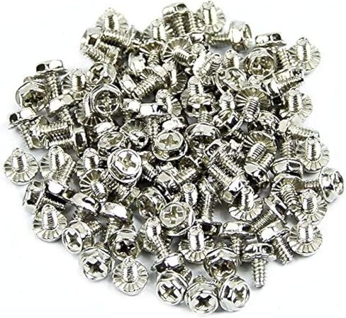Maxmoral 100pcs Toothed Hex 6/32 Screw 6-32 Computer PC Case Hard Drive Motherboard Mounting Screws. in Saudi Arabia