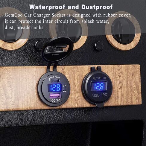 مقبس شاحن سيارة USB من النوع C PD وQC 3.0 شاحن سريع مقبس مخرج طاقة السيارة مع مفتاح تشغيل/إيقاف وفولتميتر LED مقاوم للماء 12 فولت/24 فولت للدراجات النارية البحرية RV ATV in Kuwait