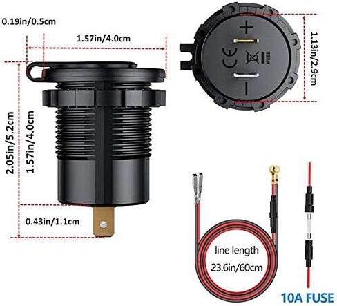 مقبس شاحن سيارة USB من النوع C PD وQC 3.0 شاحن سريع مقبس مخرج طاقة السيارة مع مفتاح تشغيل/إيقاف وفولتميتر LED مقاوم للماء 12 فولت/24 فولت للدراجات النارية البحرية RV ATV in Kuwait