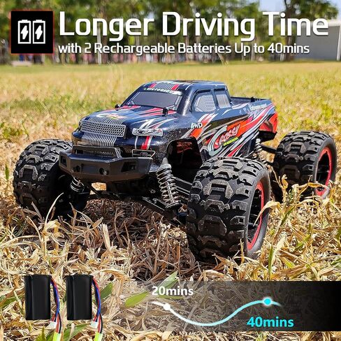 GoolRC Remote Control Car, 1:16 Scale RC Cars, 40KM/H High Speed Racing Climbing Car, 2.4GHz 4WD All Terrain Off Road RC Trucks with 2 Batteries for Adults (Red) in Saudi Arabia