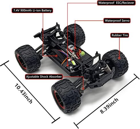 GoolRC Remote Control Car, 1:16 Scale RC Cars, 40KM/H High Speed Racing Climbing Car, 2.4GHz 4WD All Terrain Off Road RC Trucks with 2 Batteries for Adults (Red) in Saudi Arabia