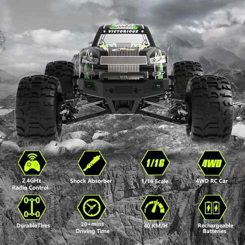 سيارة التحكم عن بعد GoolRC، سيارات RC بمقياس 1:16، سيارة تسلق سباق عالية السرعة 40 كم/ساعة، 2.4 جيجا هرتز 4WD لجميع التضاريس على الطرق الوعرة RC مع بطاريتين للبالغين (أحمر) in Saudi Arabia