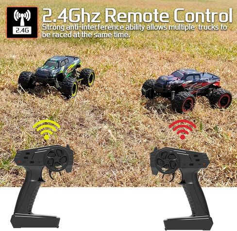 سيارة التحكم عن بعد GoolRC، سيارات RC بمقياس 1:16، سيارة تسلق سباق عالية السرعة 40 كم/ساعة، 2.4 جيجا هرتز 4WD لجميع التضاريس على الطرق الوعرة RC مع بطاريتين للبالغين (أحمر) in Saudi Arabia
