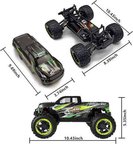 سيارة التحكم عن بعد GoolRC، سيارات RC بمقياس 1:16، سيارة تسلق سباق عالية السرعة 40 كم/ساعة، 2.4 جيجا هرتز 4WD لجميع التضاريس على الطرق الوعرة RC مع بطاريتين للبالغين (أحمر) in Saudi Arabia