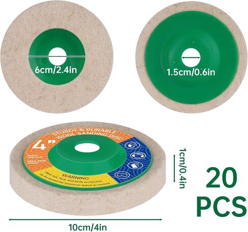 Tomorotec 10-Pack 4" Wool Felt Polishing Wheel Discs - Durable, Eco-Friendly Pads for High-Gloss Surface Finishing, Suitable for Metal, Glass, Ceramic, Marble, Car and Wooden Floor Polishing in Saudi Arabia