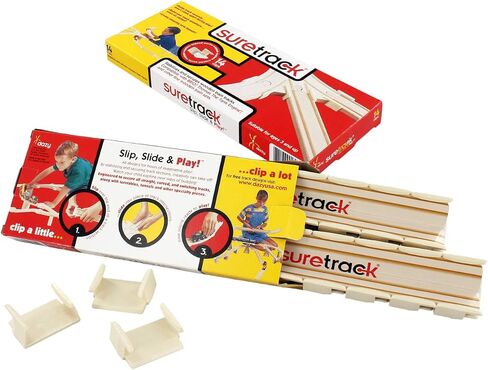 Suretrack Wooden Train Railway securing Clips - 2 Packs (Total of 28 Clips) - Patented in Saudi Arabia