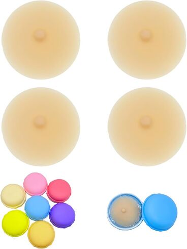 MNAFAYY Nipple Cover 2Pairs Nipple Bra Sticky Adhesive Silicone Nipple Pasties Reusable Pasty for Women with Travel Box in Saudi Arabia
