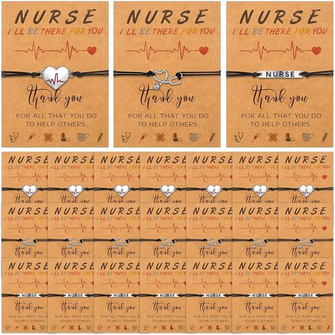 24 Pcs Nurse Gifts for Women Nurse Appreciation Bracelet Gifts with Blessing Card Stethoscope Heart RN Bracelet School Nursing Student Gifts Practitioner Graduation Jewelry for Nurses Men Week Girls in Saudi Arabia