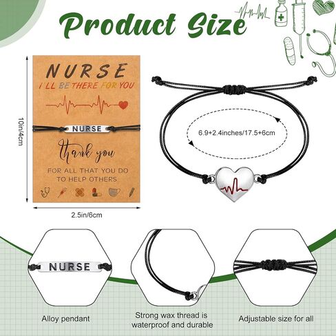 24 Pcs Nurse Gifts for Women Nurse Appreciation Bracelet Gifts with Blessing Card Stethoscope Heart RN Bracelet School Nursing Student Gifts Practitioner Graduation Jewelry for Nurses Men Week Girls in Saudi Arabia