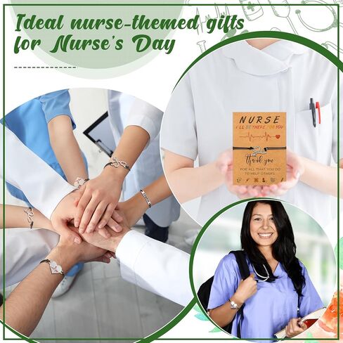 24 Pcs Nurse Gifts for Women Nurse Appreciation Bracelet Gifts with Blessing Card Stethoscope Heart RN Bracelet School Nursing Student Gifts Practitioner Graduation Jewelry for Nurses Men Week Girls in Saudi Arabia