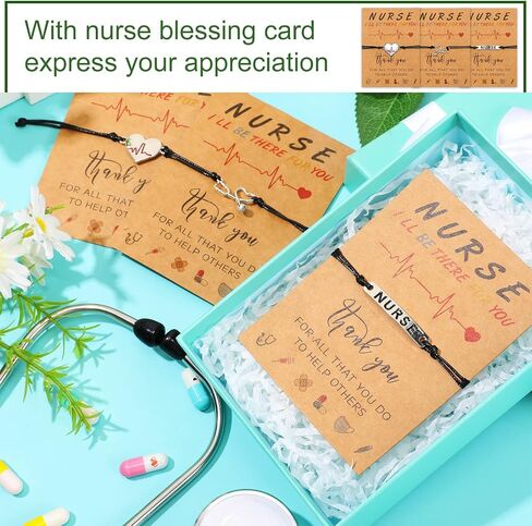 24 Pcs Nurse Gifts for Women Nurse Appreciation Bracelet Gifts with Blessing Card Stethoscope Heart RN Bracelet School Nursing Student Gifts Practitioner Graduation Jewelry for Nurses Men Week Girls in Saudi Arabia
