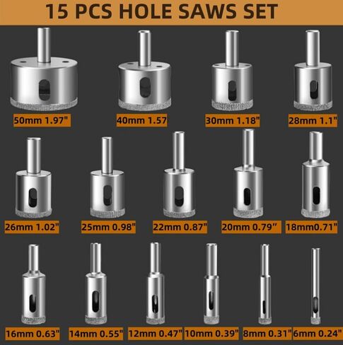 طقم منشار ثقب الماس، طقم منشار ثقب البلاط 17 قطعة مع دليل حفر من 4-83 مم، منشار ثقب كوب شفط مزدوج للسيراميك والزجاج والبلاط والبورسلين والرخام والجرانيت in Kuwait