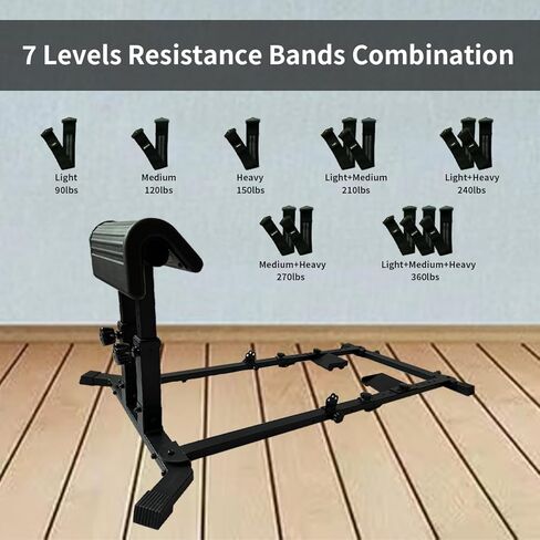 جهاز دفع الورك من UKIA - معدات تمارين الأرداف ومقعد دفع الورك - معدات تمرين الغنائم مع وسادة خلفية قابلة للتعديل ولوح قدم، وأشرطة مقاومة مختلفة لتشكيل المؤخرة وتدريب الأرداف in Kuwait