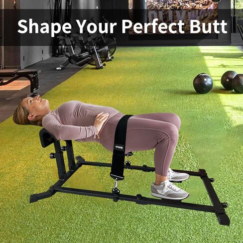 جهاز دفع الورك من UKIA - معدات تمارين الأرداف ومقعد دفع الورك - معدات تمرين الغنائم مع وسادة خلفية قابلة للتعديل ولوح قدم، وأشرطة مقاومة مختلفة لتشكيل المؤخرة وتدريب الأرداف in Kuwait