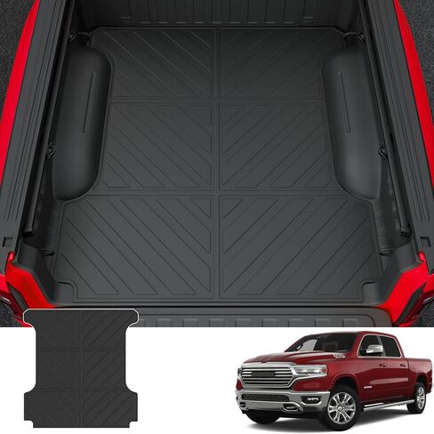 powoq 5.7FT Truck Bed Mat Compatible with 2019-2024 Dodge Ram 1500 Truck Bed Liner TPE Cargo Liner Replacement for 2019 2020 2021 2022 2023 2024 Dodge Ram 1500 Accessories(3-Fold 5.7FT Bed Mat) in Saudi Arabia
